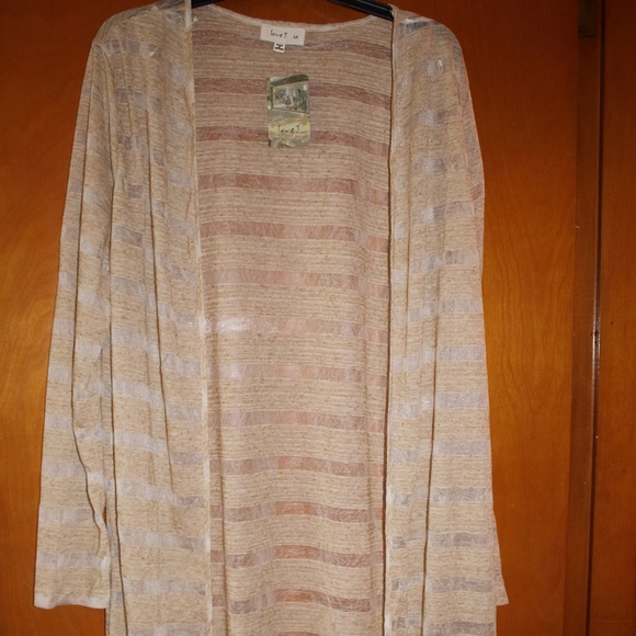 LOVE J Tops - **HP**NWT LOVE J STRIPED DUSTER W/SIDE SLIT (1X)